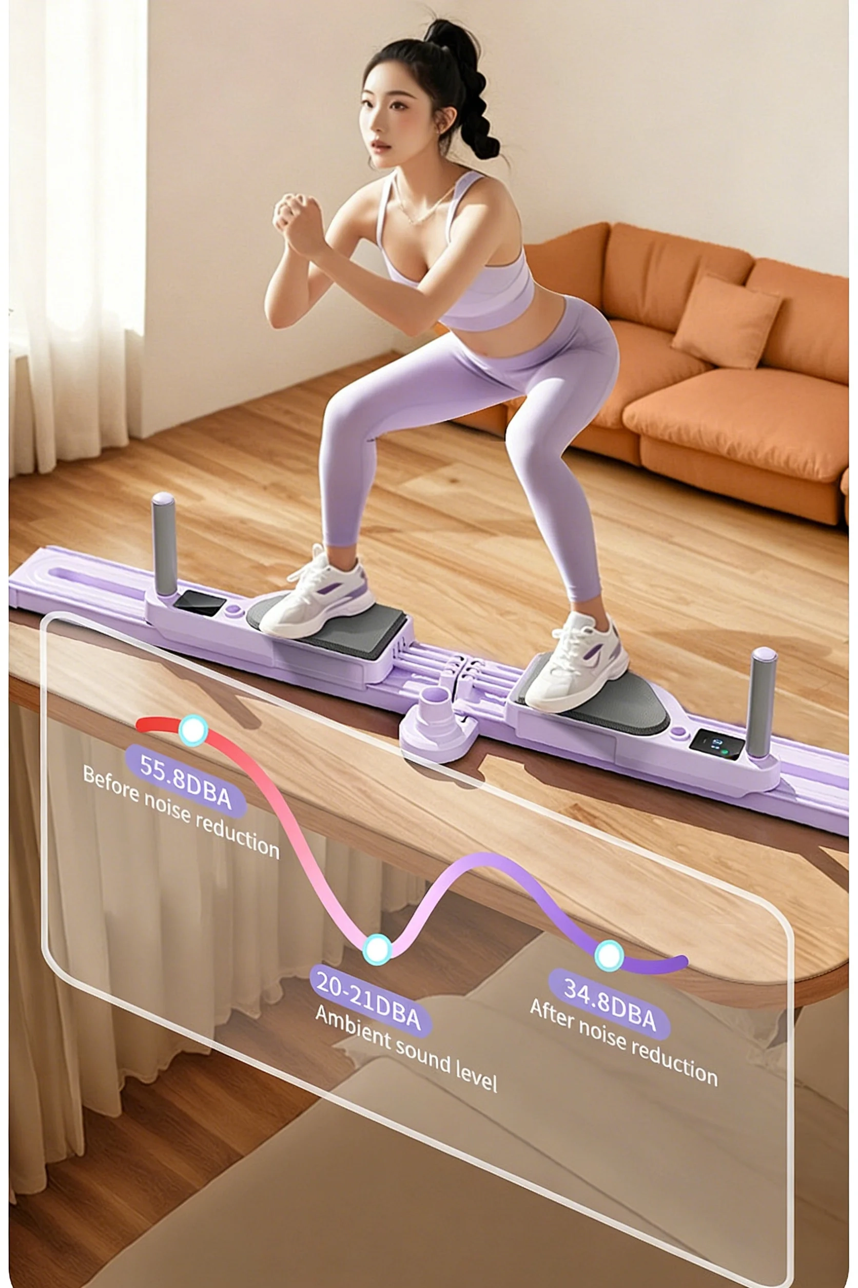 Foldable Pilates Board with Resistance Bands and Smart Timer Display - Image 3