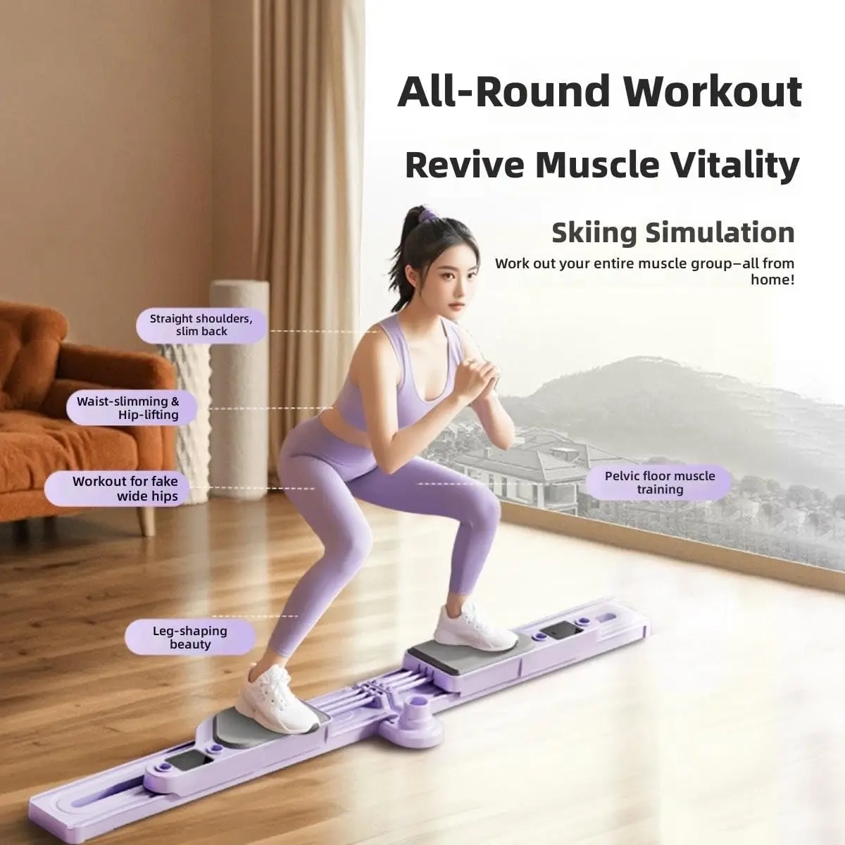 Foldable Pilates Board with Resistance Bands and Smart Timer Display - Image 2