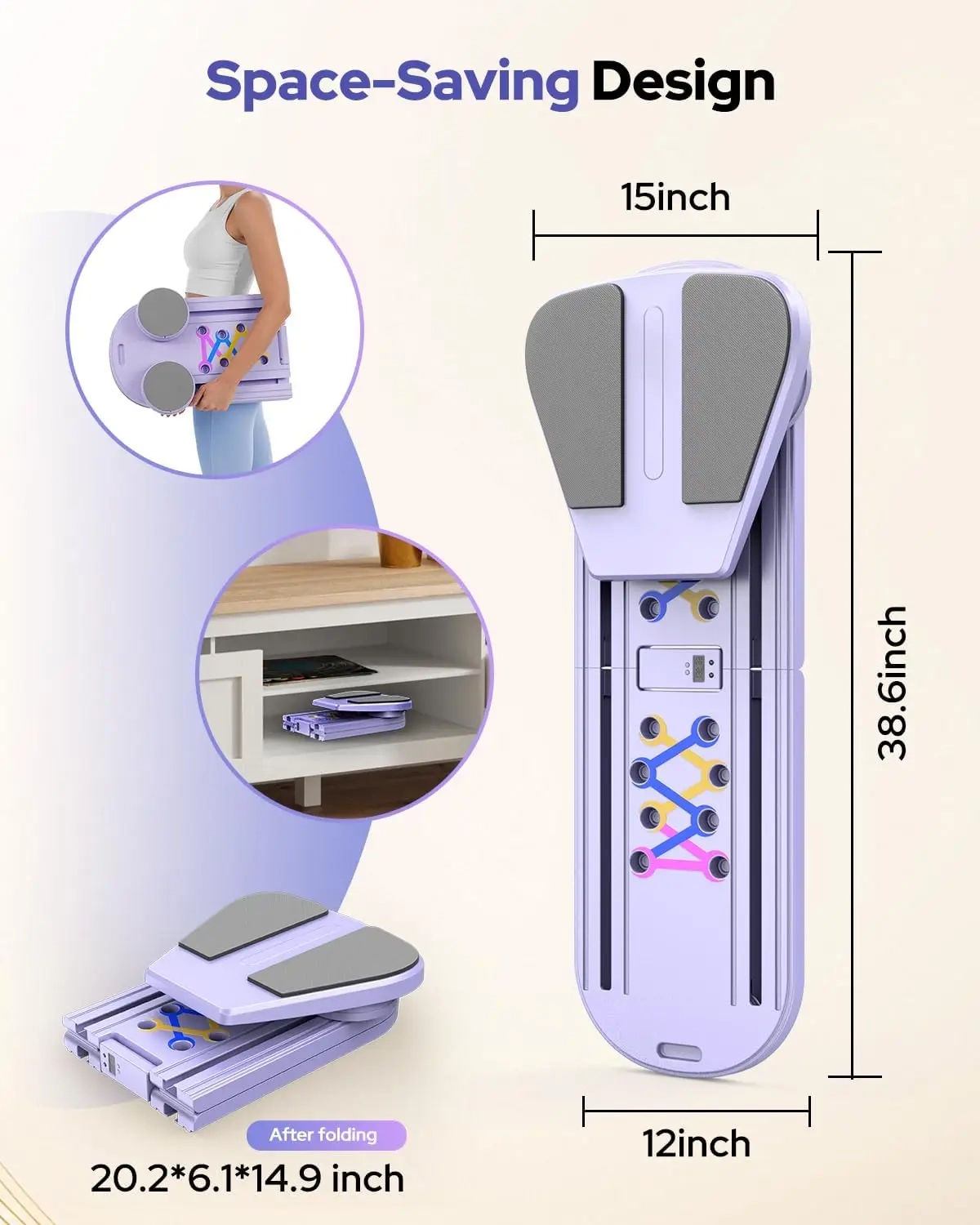 Foldable Pilates Reformer Board with Resistance Bands for Full Body Training - Image 2