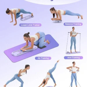 Foldable Pilates Reformer Board with Resistance Bands for Full Body Training