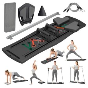 Foldable Pilates Board with Resistance Bands and Core Training Kit
