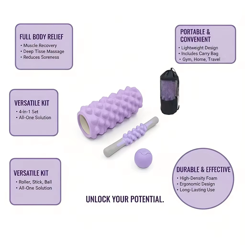 3-in-1 Foam Roller Set with Massage Ball and Stick - Image 4