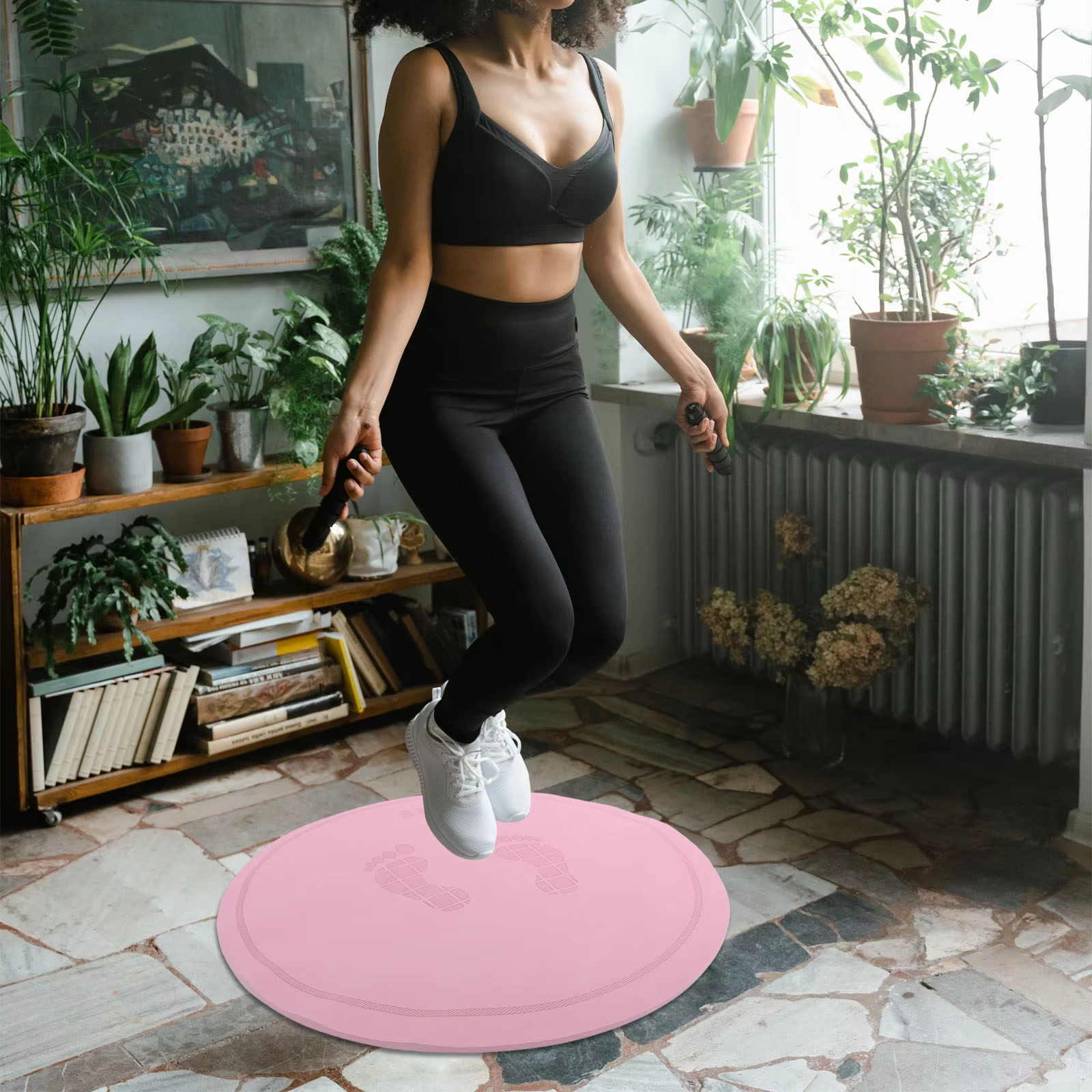 Round Jump Rope Mat with Shock Absorption and Non Slip Base - Image 3