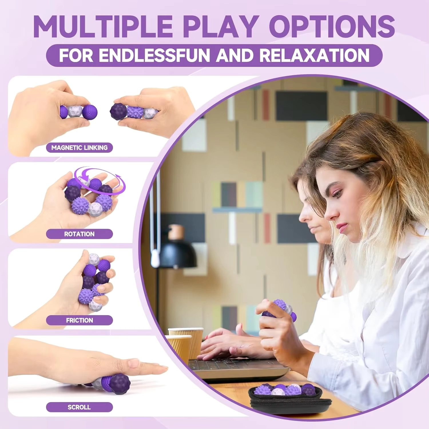 Magnetic Silicone Massage Balls Stress Relief Hand Therapy Set - Image 3