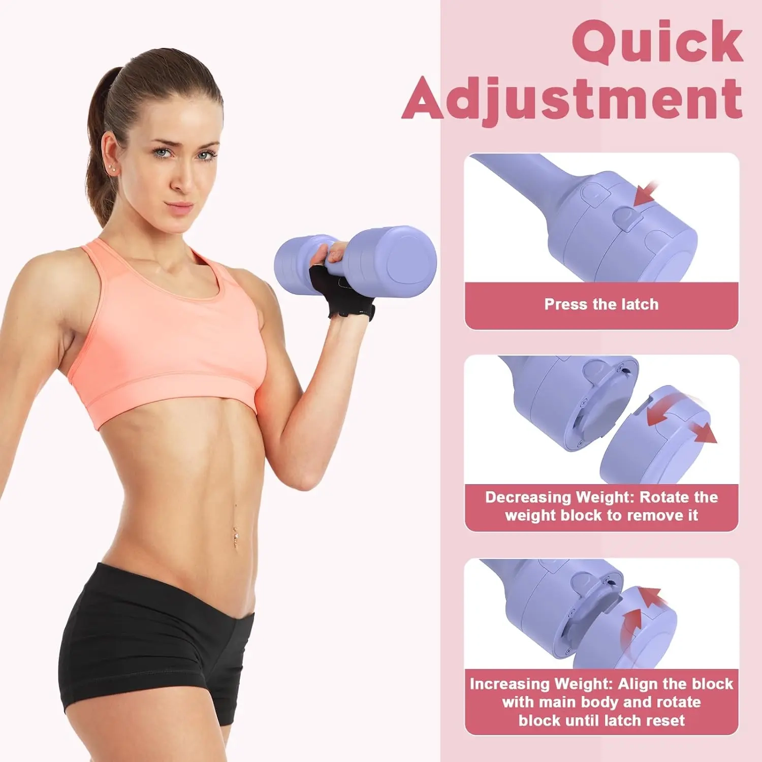 Adjustable Lightweight Dumbbell Set 2.2-5.5lb - Image 3