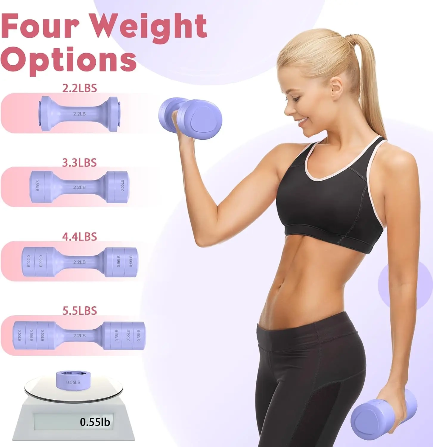 Adjustable Lightweight Dumbbell Set 2.2-5.5lb - Image 2