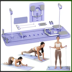 Multifunctional Pilates Board with Resistance Bands and Push Up Grips