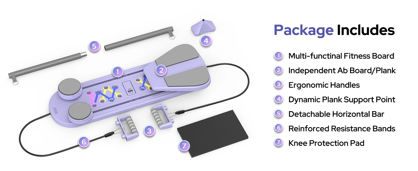 Foldable Pilates Reformer Board with Resistance Bands for Full Body Training - Image 7
