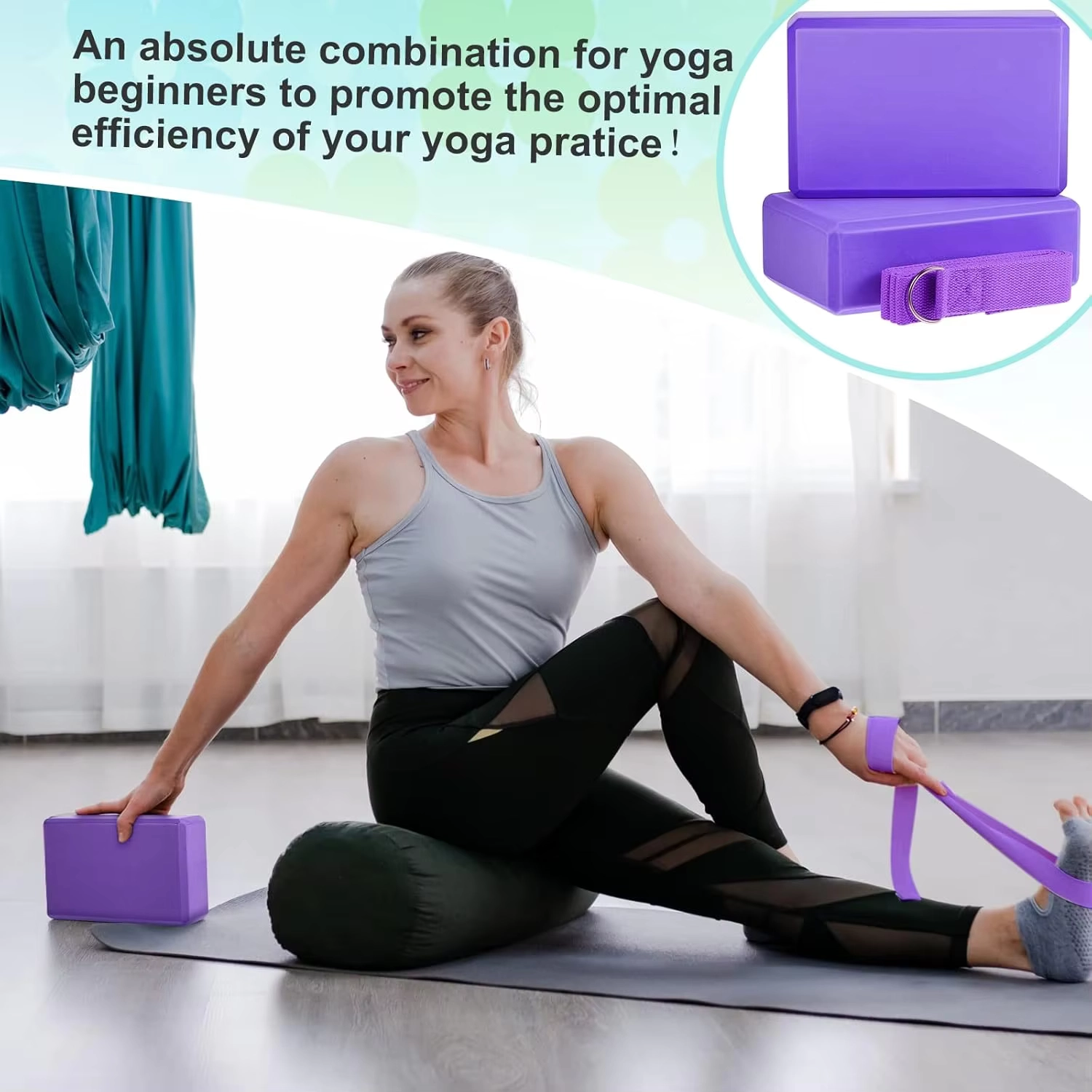 Yoga Block and Strap Set - Image 4