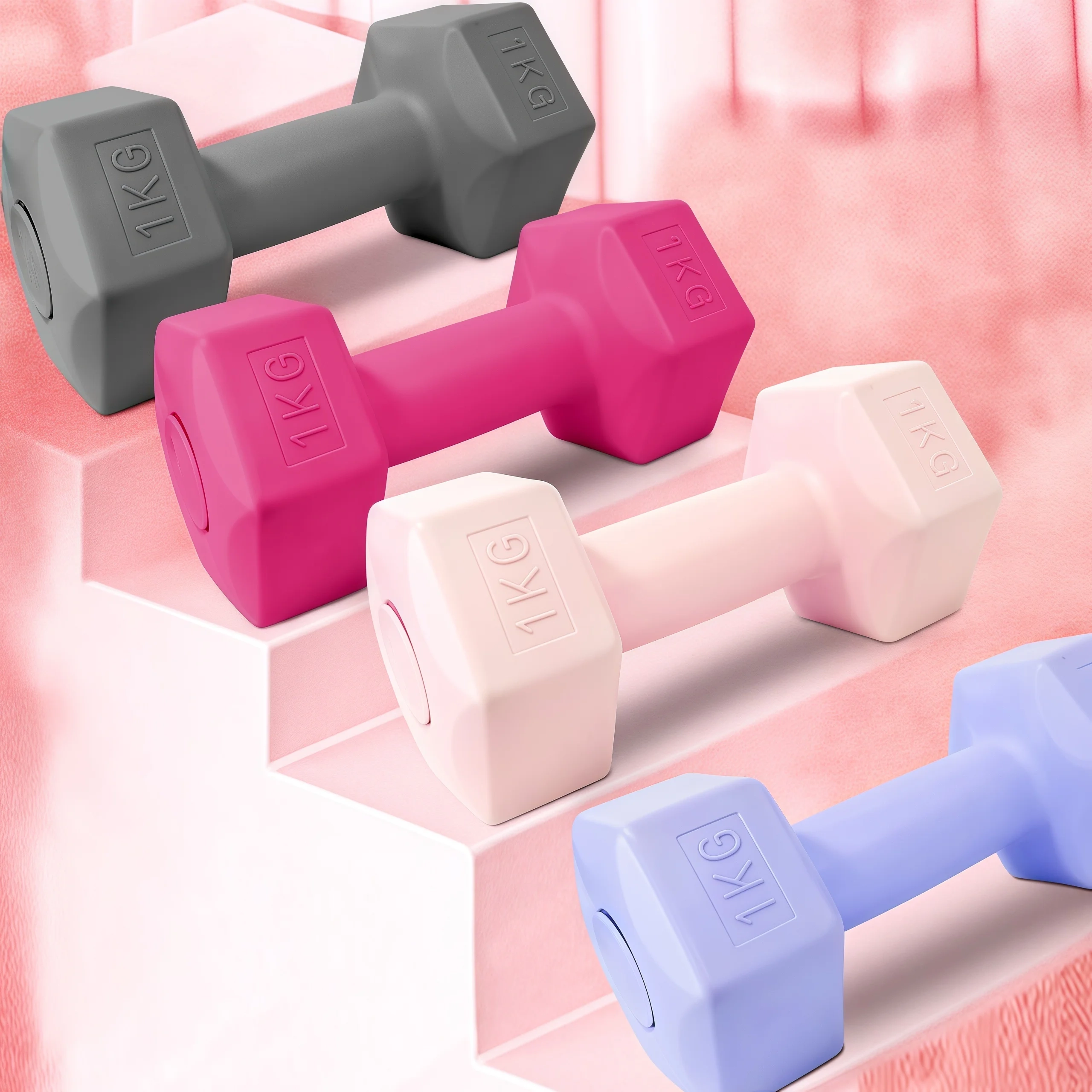 1-10kg Hex Anti-Slip Cement Dumbbell Set - Image 4