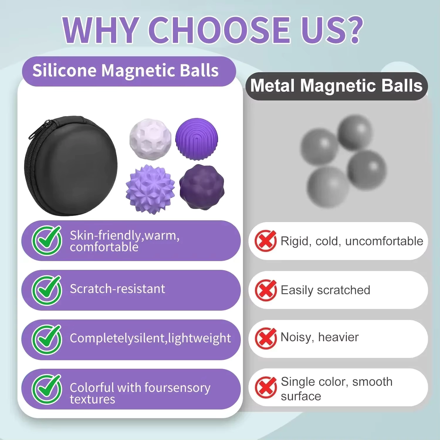 Magnetic Silicone Massage Balls Stress Relief Hand Therapy Set - Image 2